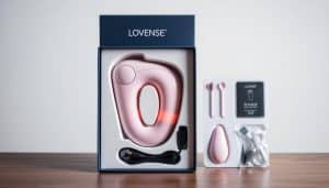 Lovense Solace automatic masturbator in its packaging with accessories