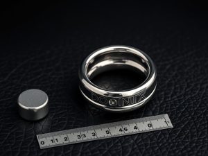DOMINIX Deluxe stainless steel cock ring showcasing its premium metal construction